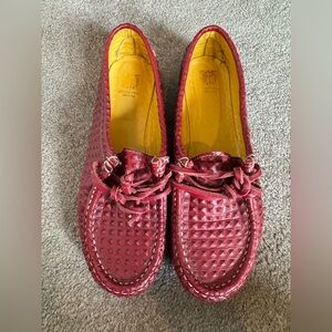 STIU Handmade in Italy Textured Deep Red Loafers Euro Size 38. NWOT